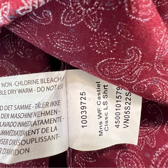 Ariat Men’s Medium Burgundy Paisley Button-Up Shirt • 100% Cotton • Wrinkle-Free - Picture 11 of 13